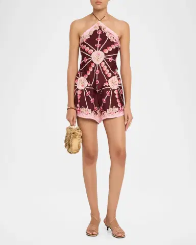 Cara Cara Girona Seashell Silk Drawstring Shorts | Thumbnail 2 Cara Cara Girona Seashell Silk Drawstring Shorts | Thumbnail 2