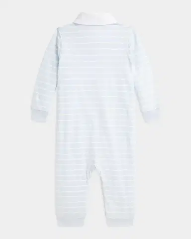 Ralph Lauren Boy's Striped Cotton Rugby Jersey Coverall, Size NB-12M | Thumbnail 2 Ralph Lauren Boy's Striped Cotton Rugby Jersey Coverall, Size NB-12M | Thumbnail 2