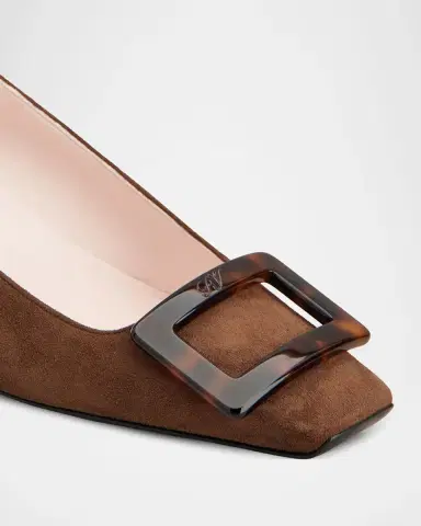 Roger Vivier Belle Vivier 45mm Turtle-Buckle Suede Pumps | Thumbnail 4 Roger Vivier Belle Vivier 45mm Turtle-Buckle Suede Pumps | Thumbnail 4
