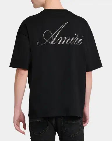 AMIRI Men's Crystal-Embellished Logo Cotton T-Shirt | Thumbnail 2 AMIRI Men's Crystal-Embellished Logo Cotton T-Shirt | Thumbnail 2