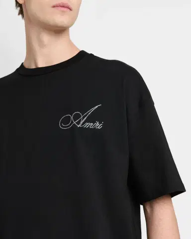AMIRI Men's Crystal-Embellished Logo Cotton T-Shirt | Thumbnail 3 AMIRI Men's Crystal-Embellished Logo Cotton T-Shirt | Thumbnail 3