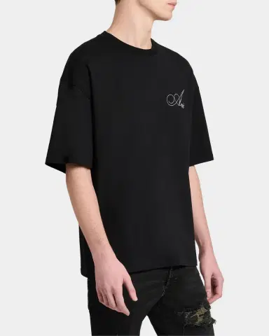 AMIRI Men's Crystal-Embellished Logo Cotton T-Shirt | Thumbnail 4 AMIRI Men's Crystal-Embellished Logo Cotton T-Shirt | Thumbnail 4