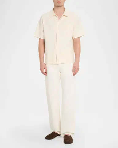 Frame Men's Jacquard Cotton Short-Sleeve Shirt | Thumbnail 2 Frame Men's Jacquard Cotton Short-Sleeve Shirt | Thumbnail 2