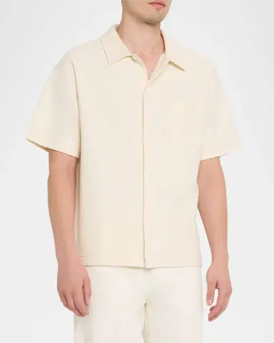 Frame Men's Jacquard Cotton Short-Sleeve Shirt | Thumbnail 4 Frame Men's Jacquard Cotton Short-Sleeve Shirt | Thumbnail 4