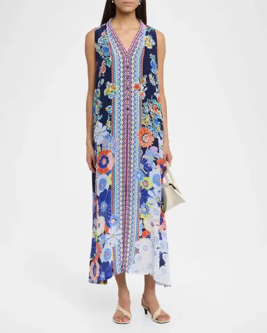 Johnny Was Banksia Floral-Print Silk Maxi Dress | Thumbnail 2 Johnny Was Banksia Floral-Print Silk Maxi Dress | Thumbnail 2