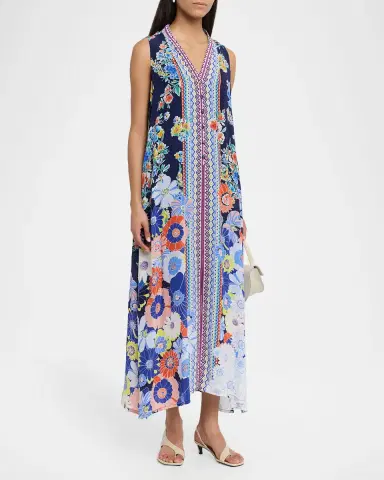 Johnny Was Banksia Floral-Print Silk Maxi Dress | Thumbnail 4 Johnny Was Banksia Floral-Print Silk Maxi Dress | Thumbnail 4
