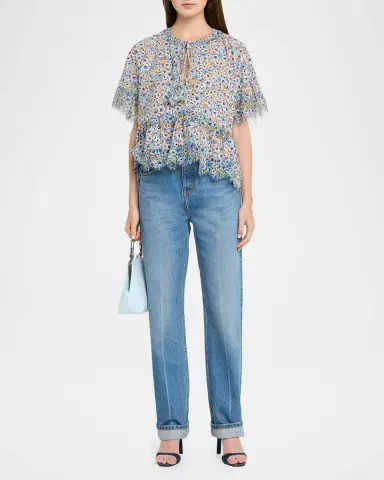 Dorothee Schumacher Floral Volumes Lace-Trim Cotton Blouse | Thumbnail 2 Dorothee Schumacher Floral Volumes Lace-Trim Cotton Blouse | Thumbnail 2