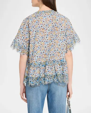 Dorothee Schumacher Floral Volumes Lace-Trim Cotton Blouse | Thumbnail 3 Dorothee Schumacher Floral Volumes Lace-Trim Cotton Blouse | Thumbnail 3