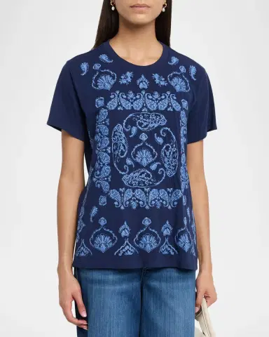 Johnny Was Paisley-Embroidered Cotton Tee | Thumbnail 4 Johnny Was Paisley-Embroidered Cotton Tee | Thumbnail 4