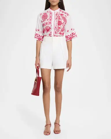 Johnny Was Floral-Embroidered Cotton Shirt | Thumbnail 2 Johnny Was Floral-Embroidered Cotton Shirt | Thumbnail 2