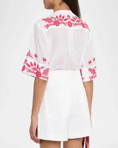 Johnny Was Floral-Embroidered Cotton Shirt | Thumbnail 3 Johnny Was Floral-Embroidered Cotton Shirt | Thumbnail 3