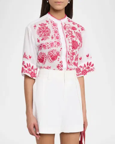 Johnny Was Floral-Embroidered Cotton Shirt | Thumbnail 4 Johnny Was Floral-Embroidered Cotton Shirt | Thumbnail 4