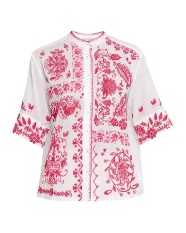 Johnny Was Floral-Embroidered Cotton Shirt | Thumbnail 1 Johnny Was Floral-Embroidered Cotton Shirt | Thumbnail 1