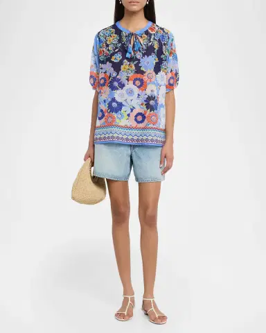 Johnny Was Margot Tasseled Floral-Print Blouse | Thumbnail 2 Johnny Was Margot Tasseled Floral-Print Blouse | Thumbnail 2