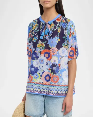 Johnny Was Margot Tasseled Floral-Print Blouse | Thumbnail 4 Johnny Was Margot Tasseled Floral-Print Blouse | Thumbnail 4