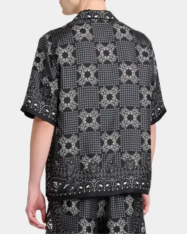 Amiri Men's Silk MA Quad Paisley Short-Sleeve Shirt | Thumbnail 2 Amiri Men's Silk MA Quad Paisley Short-Sleeve Shirt | Thumbnail 2