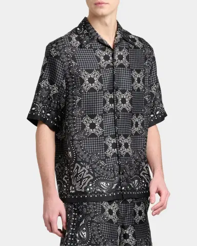 Amiri Men's Silk MA Quad Paisley Short-Sleeve Shirt | Thumbnail 4 Amiri Men's Silk MA Quad Paisley Short-Sleeve Shirt | Thumbnail 4