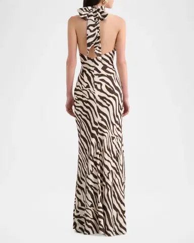 Toccin Alina Zebra Halter Backless Gown | Thumbnail 3 Toccin Alina Zebra Halter Backless Gown | Thumbnail 3