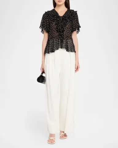 Dorothee Schumacher Dancing Dots Blouse in Crinkle Viscose Georgette | Thumbnail 2 Dorothee Schumacher Dancing Dots Blouse in Crinkle Viscose Georgette | Thumbnail 2