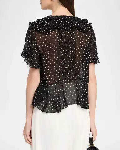 Dorothee Schumacher Dancing Dots Blouse in Crinkle Viscose Georgette | Thumbnail 3 Dorothee Schumacher Dancing Dots Blouse in Crinkle Viscose Georgette | Thumbnail 3