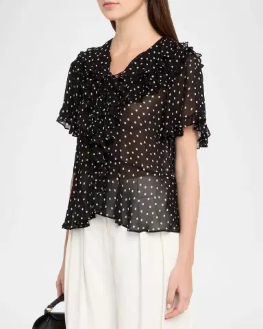 Dorothee Schumacher Dancing Dots Blouse in Crinkle Viscose Georgette | Thumbnail 4 Dorothee Schumacher Dancing Dots Blouse in Crinkle Viscose Georgette | Thumbnail 4