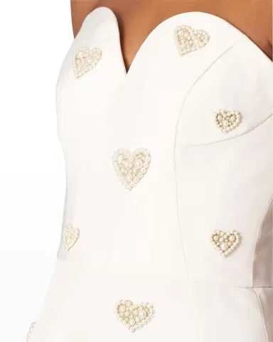 Carolina Herrera Pearl Heart Beaded Strapless Mini Dress | Thumbnail 3 Carolina Herrera Pearl Heart Beaded Strapless Mini Dress | Thumbnail 3