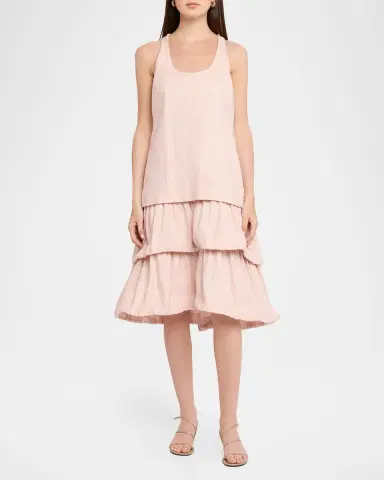 Dorothee Schumacher Casual Sophistication Tiered Linen-Cotton Midi Dress | Thumbnail 2 Dorothee Schumacher Casual Sophistication Tiered Linen-Cotton Midi Dress | Thumbnail 2