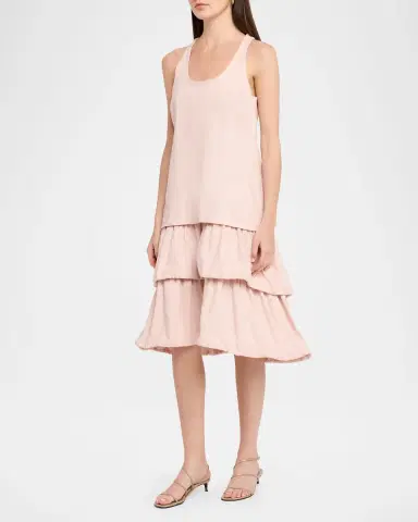 Dorothee Schumacher Casual Sophistication Tiered Linen-Cotton Midi Dress | Thumbnail 4 Dorothee Schumacher Casual Sophistication Tiered Linen-Cotton Midi Dress | Thumbnail 4