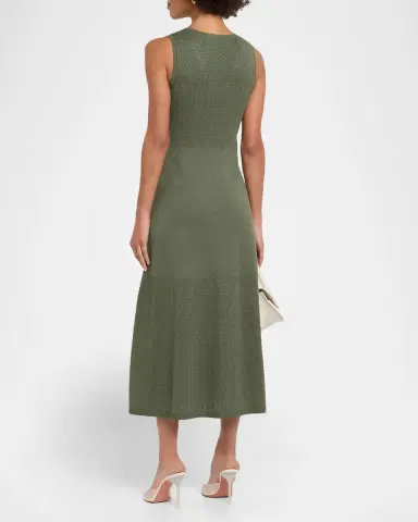 Elie Tahari The Elena Pointelle-Knit Midi Sweater Dress | Thumbnail 3 Elie Tahari The Elena Pointelle-Knit Midi Sweater Dress | Thumbnail 3