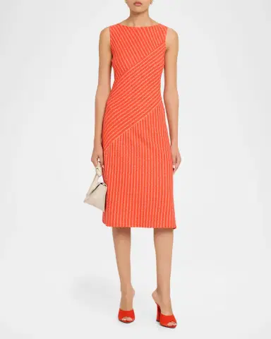 Misook Striped Boat-Neck Midi Dress | Thumbnail 2 Misook Striped Boat-Neck Midi Dress | Thumbnail 2