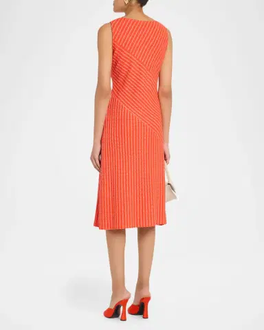 Misook Striped Boat-Neck Midi Dress | Thumbnail 3 Misook Striped Boat-Neck Midi Dress | Thumbnail 3