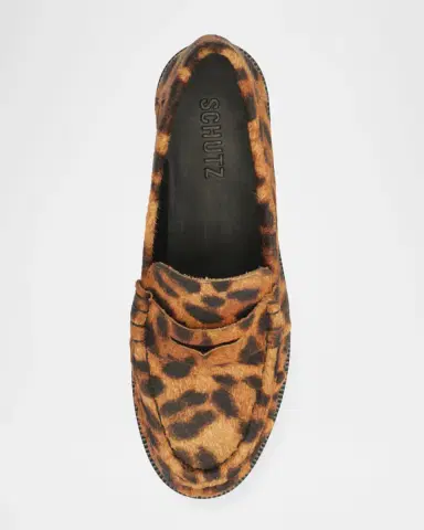 Schutz Tyche Leopard Calf Hair Penny Loafers | Thumbnail 4 Schutz Tyche Leopard Calf Hair Penny Loafers | Thumbnail 4