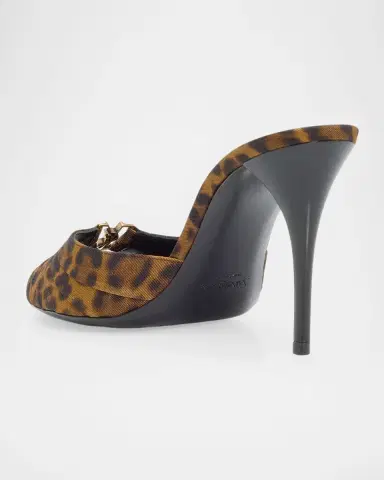 Saint Laurent 90mm Leopard Grosgrain Mule Pumps | Thumbnail 4 Saint Laurent 90mm Leopard Grosgrain Mule Pumps | Thumbnail 4