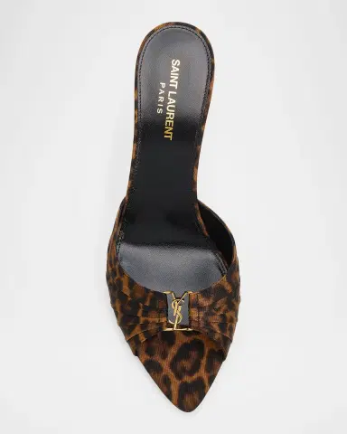 Saint Laurent 90mm Leopard Grosgrain Mule Pumps | Thumbnail 6 Saint Laurent 90mm Leopard Grosgrain Mule Pumps | Thumbnail 6