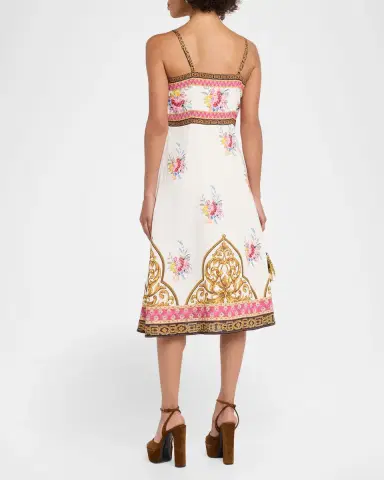 Elie Tahari The Annalise Floral and Scrollwork-Print Midi Dress | Thumbnail 3 Elie Tahari The Annalise Floral and Scrollwork-Print Midi Dress | Thumbnail 3