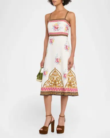 Elie Tahari The Annalise Floral and Scrollwork-Print Midi Dress | Thumbnail 4 Elie Tahari The Annalise Floral and Scrollwork-Print Midi Dress | Thumbnail 4