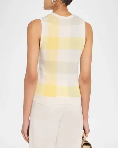 Vince Plaid Crewneck Sleeveless Top | Thumbnail 3 Vince Plaid Crewneck Sleeveless Top | Thumbnail 3