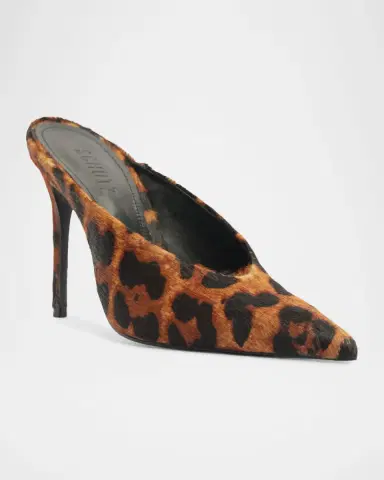 Schutz 100mm Loren Leopard Calf Hair Mule Pumps | Thumbnail 2 Schutz 100mm Loren Leopard Calf Hair Mule Pumps | Thumbnail 2
