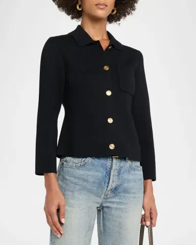 Saint Laurent Wool Button-Front Polo Cardigan | Thumbnail 3 Saint Laurent Wool Button-Front Polo Cardigan | Thumbnail 3