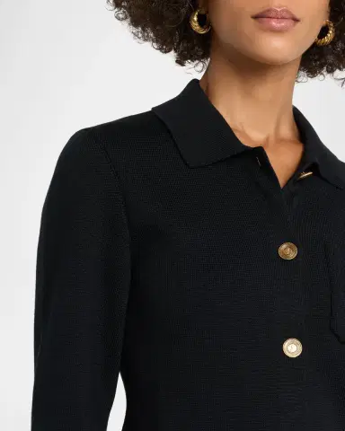 Saint Laurent Wool Button-Front Polo Cardigan | Thumbnail 4 Saint Laurent Wool Button-Front Polo Cardigan | Thumbnail 4