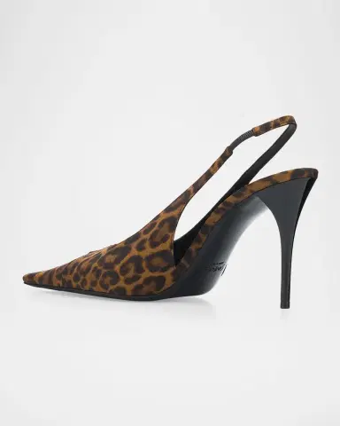 Saint Laurent 90mm YSL Leopard Grosgrain Slingback Pumps | Thumbnail 3 Saint Laurent 90mm YSL Leopard Grosgrain Slingback Pumps | Thumbnail 3