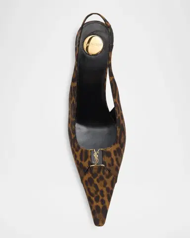 Saint Laurent 90mm YSL Leopard Grosgrain Slingback Pumps | Thumbnail 5 Saint Laurent 90mm YSL Leopard Grosgrain Slingback Pumps | Thumbnail 5