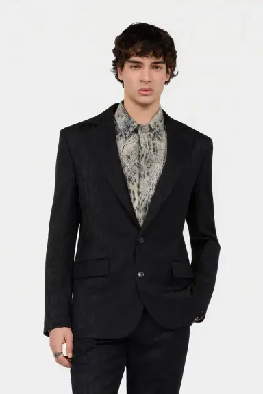 Roberto Cavalli Black Jacquard Tailored Jacket | Thumbnail 2 Roberto Cavalli Black Jacquard Tailored Jacket | Thumbnail 2