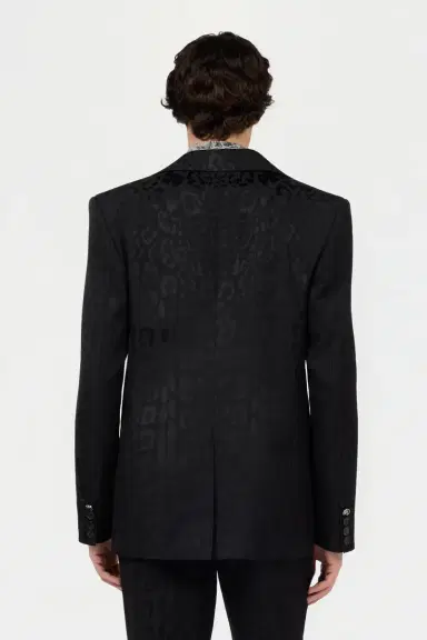 Roberto Cavalli Black Jacquard Tailored Jacket | Thumbnail 3 Roberto Cavalli Black Jacquard Tailored Jacket | Thumbnail 3