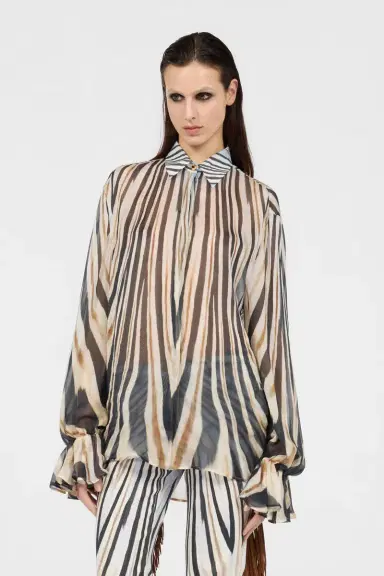 Roberto Cavalli Zebra Print Silk Shirt | Thumbnail 2 Roberto Cavalli Zebra Print Silk Shirt | Thumbnail 2