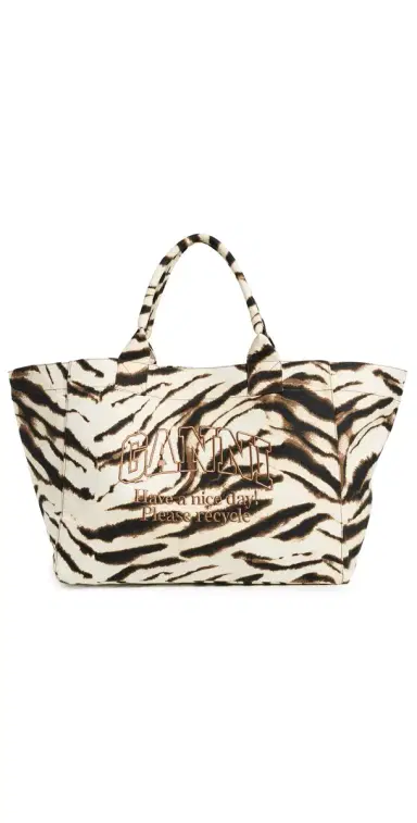 Ganni XXL Zebra Shopper Tote Egret One Size | Thumbnail 1 Ganni XXL Zebra Shopper Tote Egret One Size | Thumbnail 1
