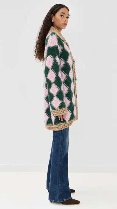 La DoubleJ Crochet Bowling Cardigan ulti Pink/Dark Green/Beige | Thumbnail 4 La DoubleJ Crochet Bowling Cardigan ulti Pink/Dark Green/Beige | Thumbnail 4