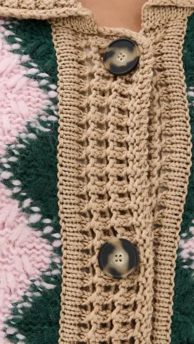 La DoubleJ Crochet Bowling Cardigan ulti Pink/Dark Green/Beige | Thumbnail 6 La DoubleJ Crochet Bowling Cardigan ulti Pink/Dark Green/Beige | Thumbnail 6