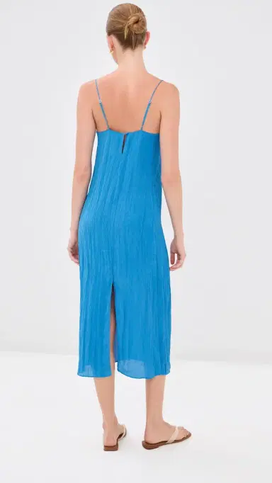 Tibi The Crinkle Slip Dress Bright Blue | Thumbnail 3 Tibi The Crinkle Slip Dress Bright Blue | Thumbnail 3