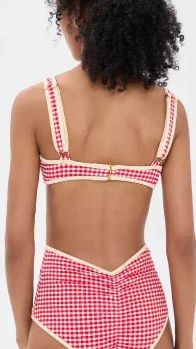 Montce Micro Gingham Romy Binded Bikini Top Red Micro Gingham | Thumbnail 3 Montce Micro Gingham Romy Binded Bikini Top Red Micro Gingham | Thumbnail 3